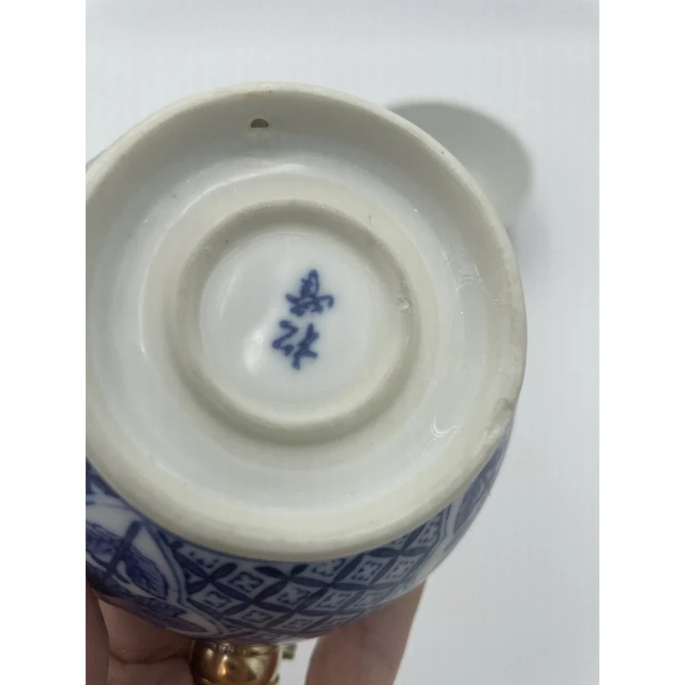 Set of 3 Antique Japanese‎ Chinese Asian Blue & White Rice Bowls